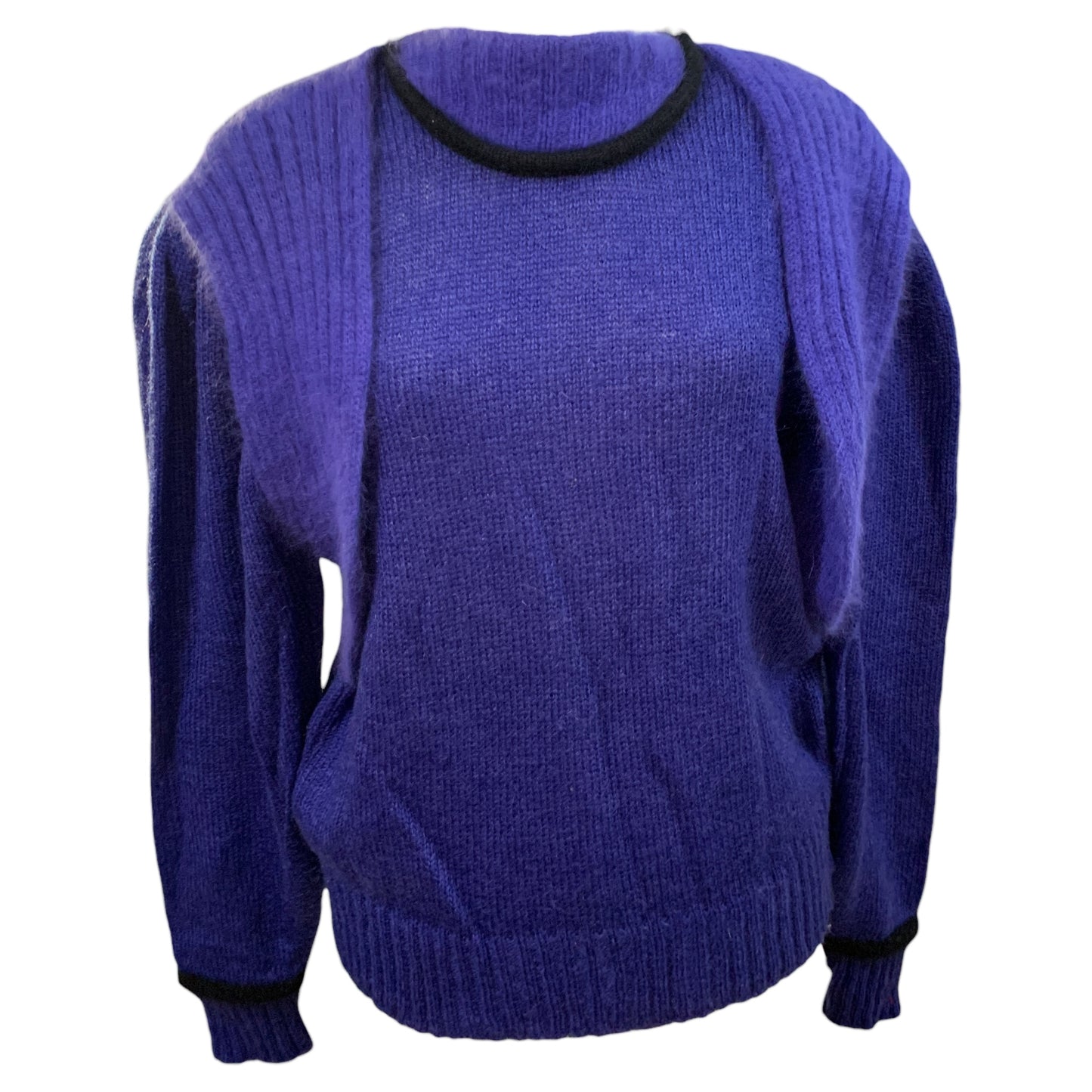 Suéter Vintage Roxo Violeta Anos 80 em Mohair e Angora - Ombreiras, Pensato Itália