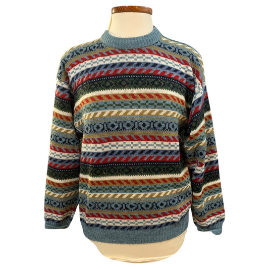 Suéter Vintage de Padrões Geométricos Coloridos Becopa - Estilo Grandpa Sweater Anos 80 / 90