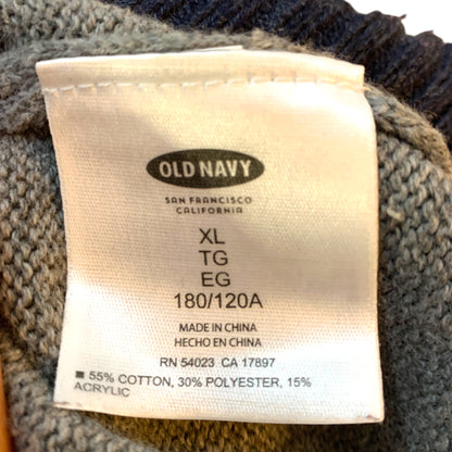 Suéter Oversized Masculino Old Navy XL Cinza com Detalhes em Azul Marinho