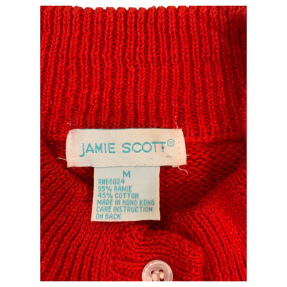 Colete Vintage Vermelho de Crochê Jamie Scott Anos 80 - Feminino e Elegante