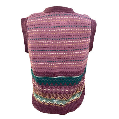 Colete Roxo Grandpa Sweater Vintage Anos 80 - Estampa geométrica, Versátil