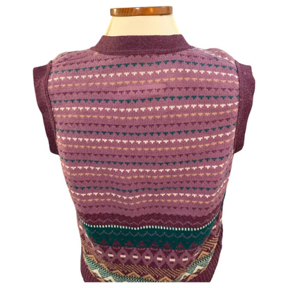 Colete Roxo Grandpa Sweater Vintage Anos 80 - Estampa geométrica, Versátil