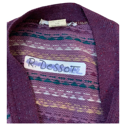 Colete Roxo Grandpa Sweater Vintage Anos 80 - Estampa geométrica, Versátil