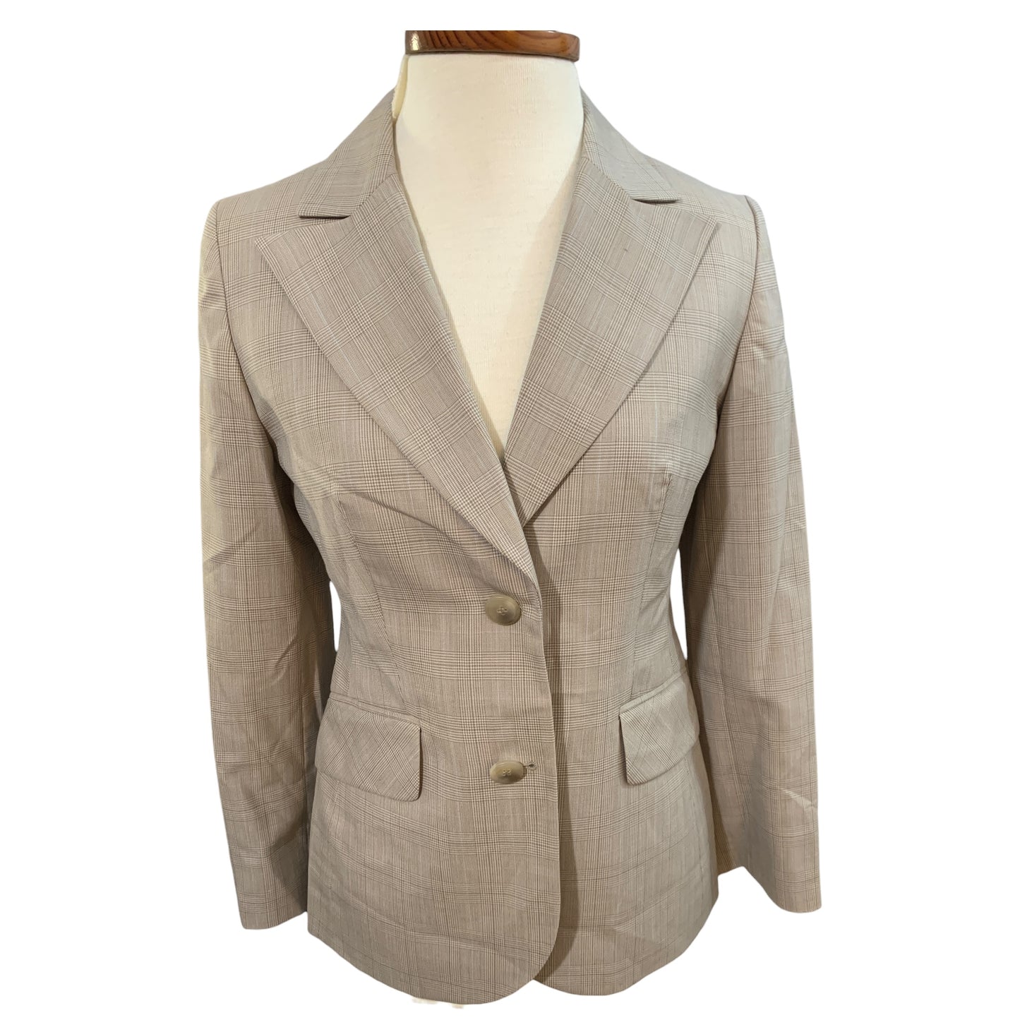 Blazer Feminino Xadrez Bege Ann Taylor Loft Tamanho 2