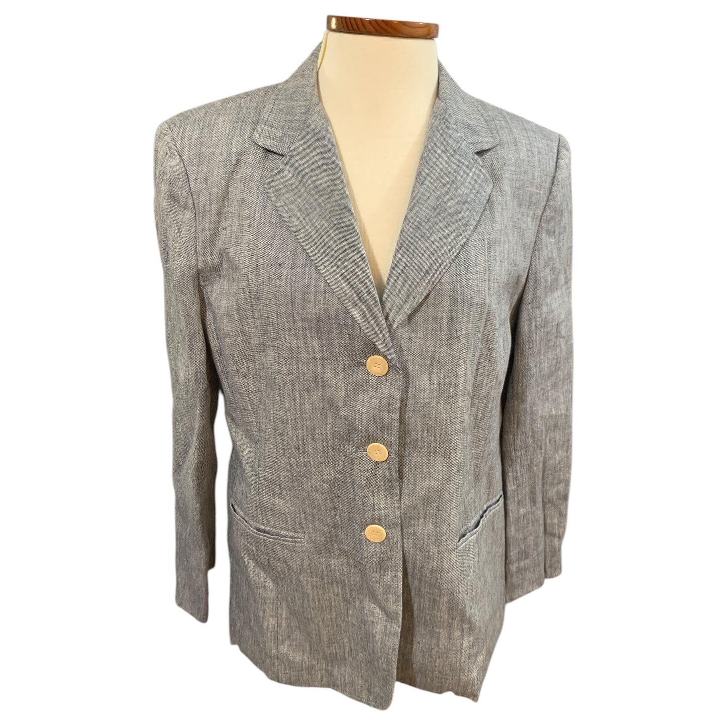 Blazer Estruturado Vintage Cinza de Linho - Talbots Tamanho 12