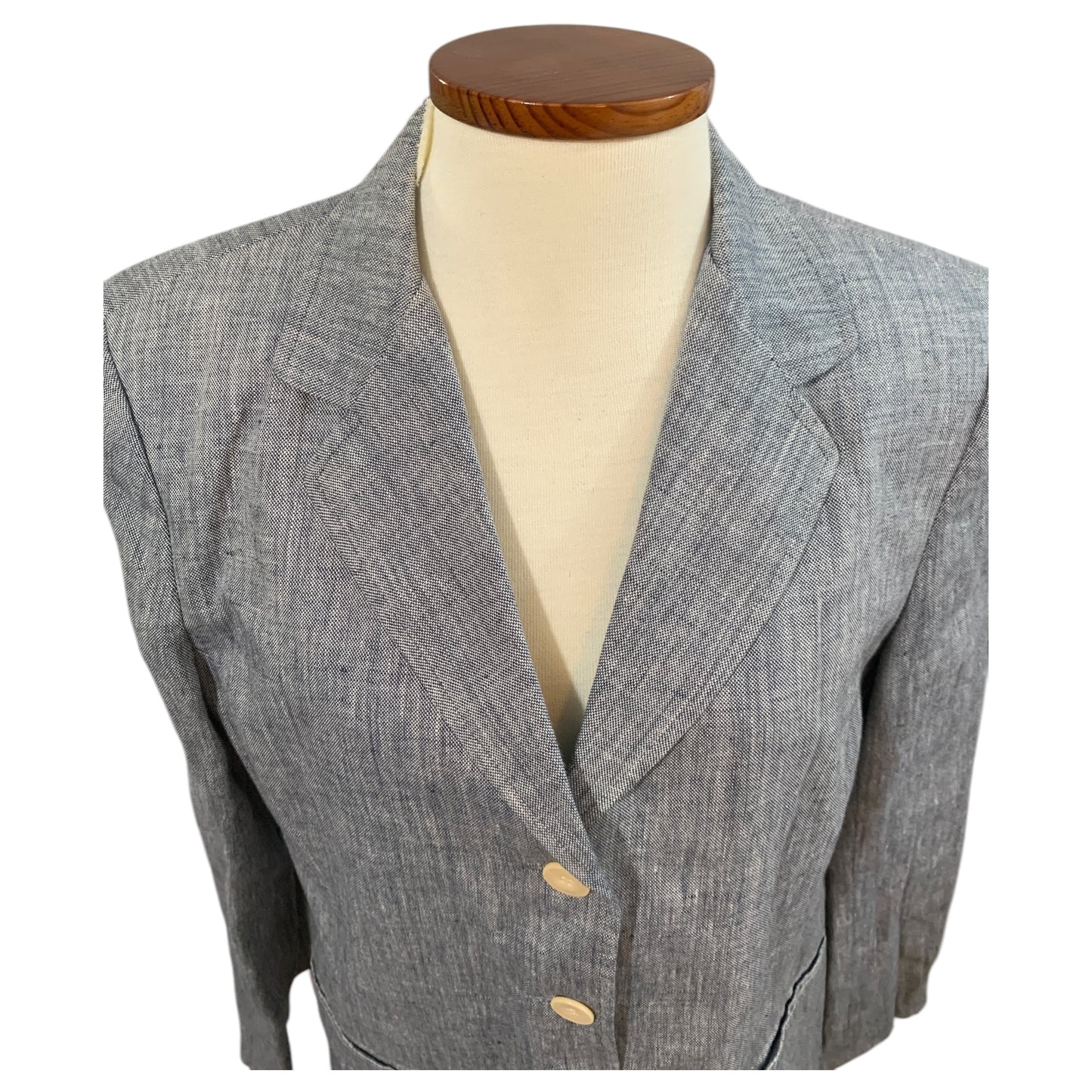 Blazer Estruturado Vintage Cinza de Linho - Talbots Tamanho 12