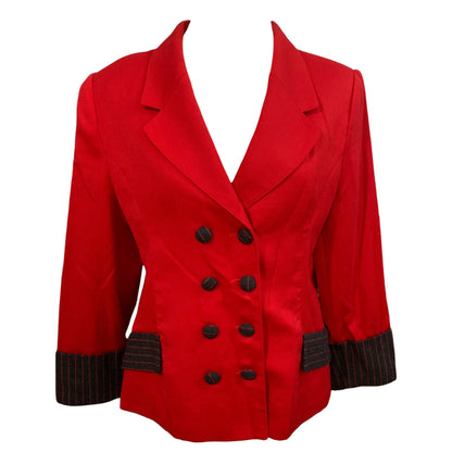 Blazer Feminino Vintage Estruturado Charles Jourdan | Vermelho Acinturado