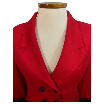 Blazer Feminino Vintage Estruturado Charles Jourdan | Vermelho Acinturado