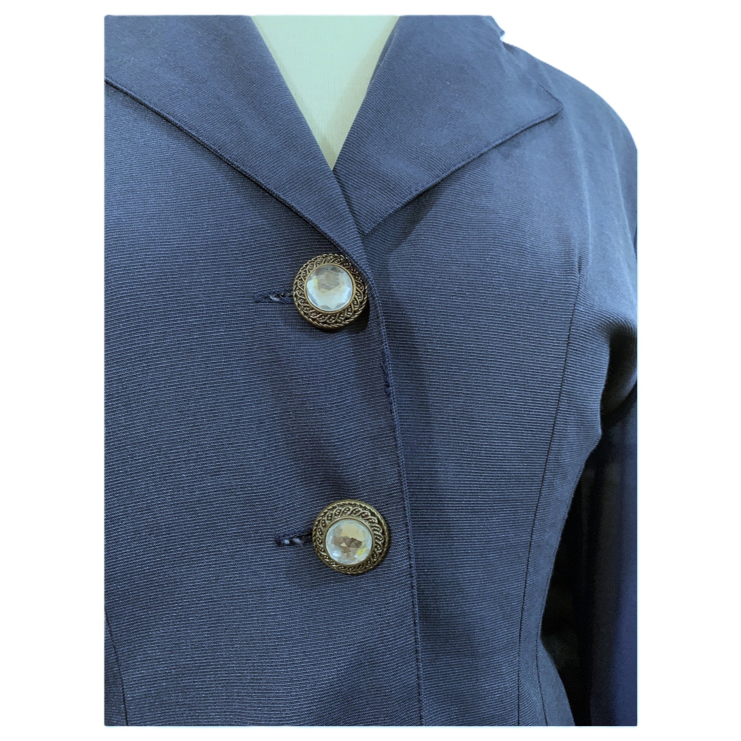 Blazer Camisa Vintage Azul Marinho com Mangas Transparentes Anos 80