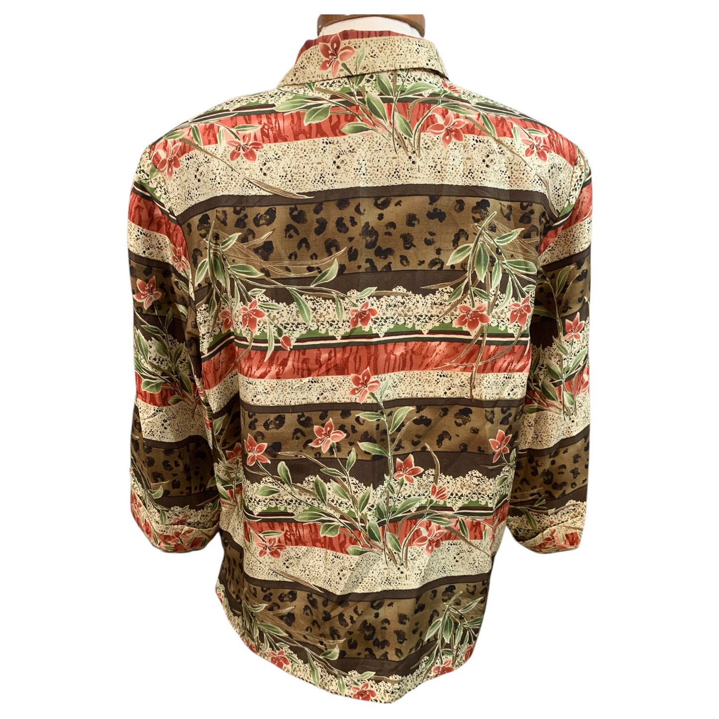 Camisa Vintage Silkland 100% Seda | Floral Tropical Animal Print