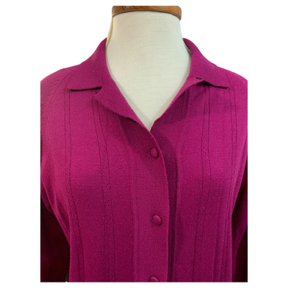 Cardigan Vintage Tricô Roxo Fúcsia | Trama Fina e Confortável 70s