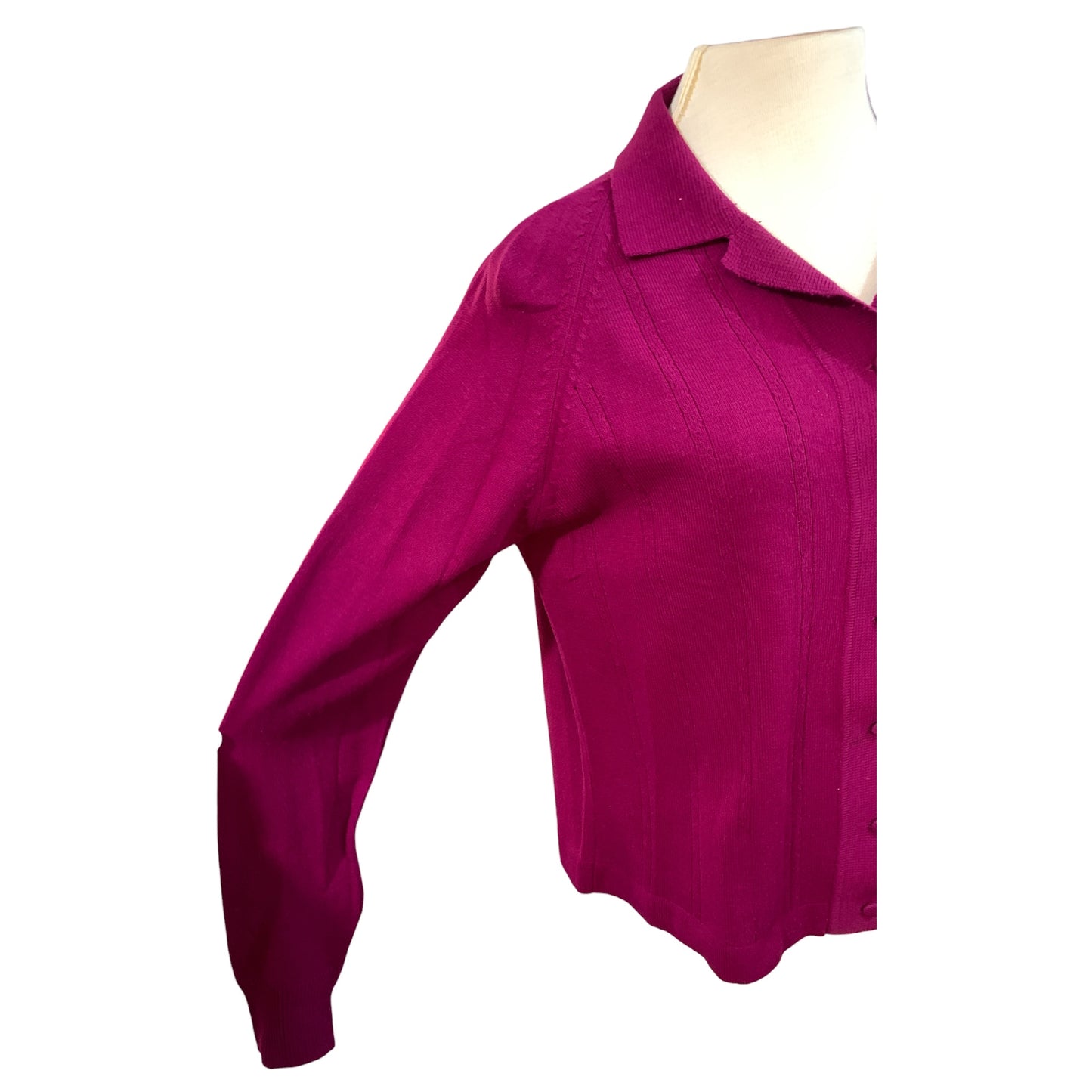 Cardigan Vintage Tricô Roxo Fúcsia | Trama Fina e Confortável 70s