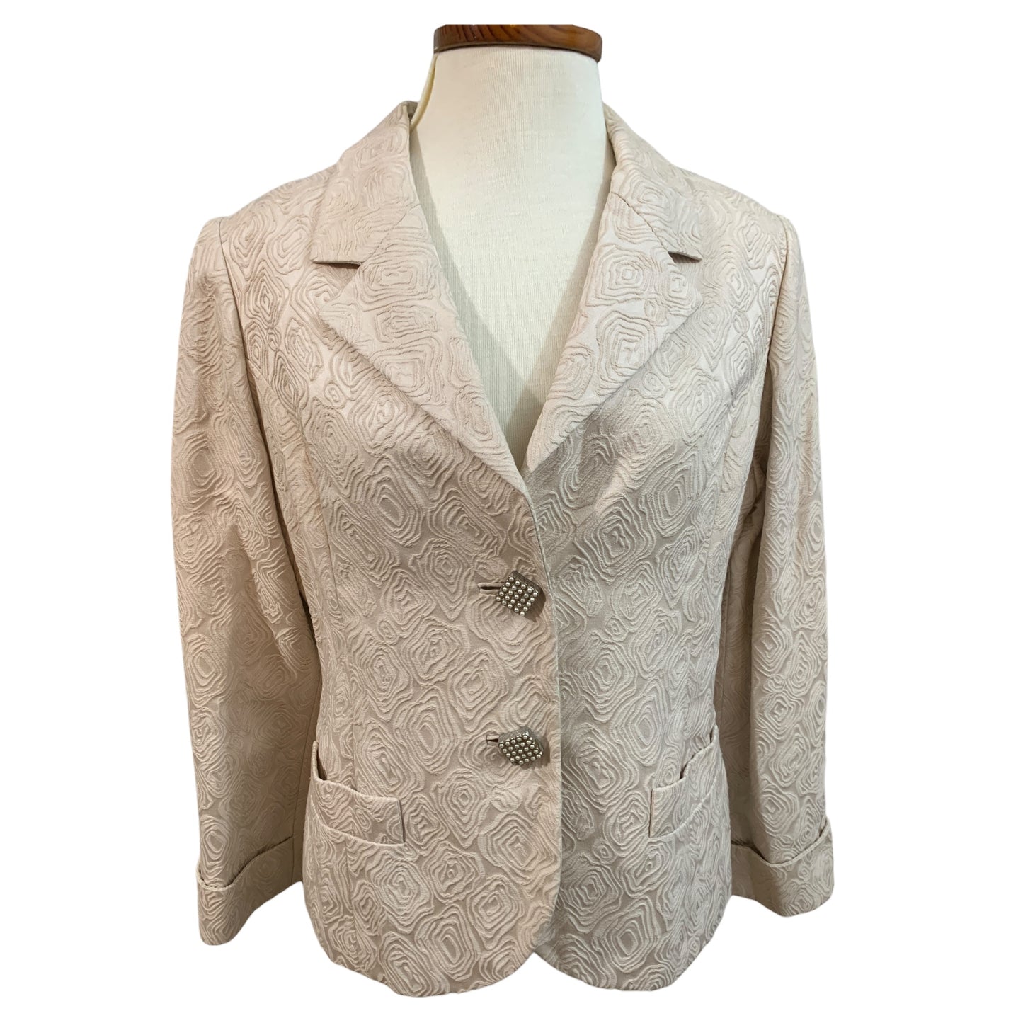 Blazer Vintage Bege Champagne Alfaiataria Texturizada - Feito Sob Medida