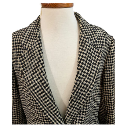 Blazer Vintage Pied-de-Poule Preto e Bege Feito Sob Medida Anos 80