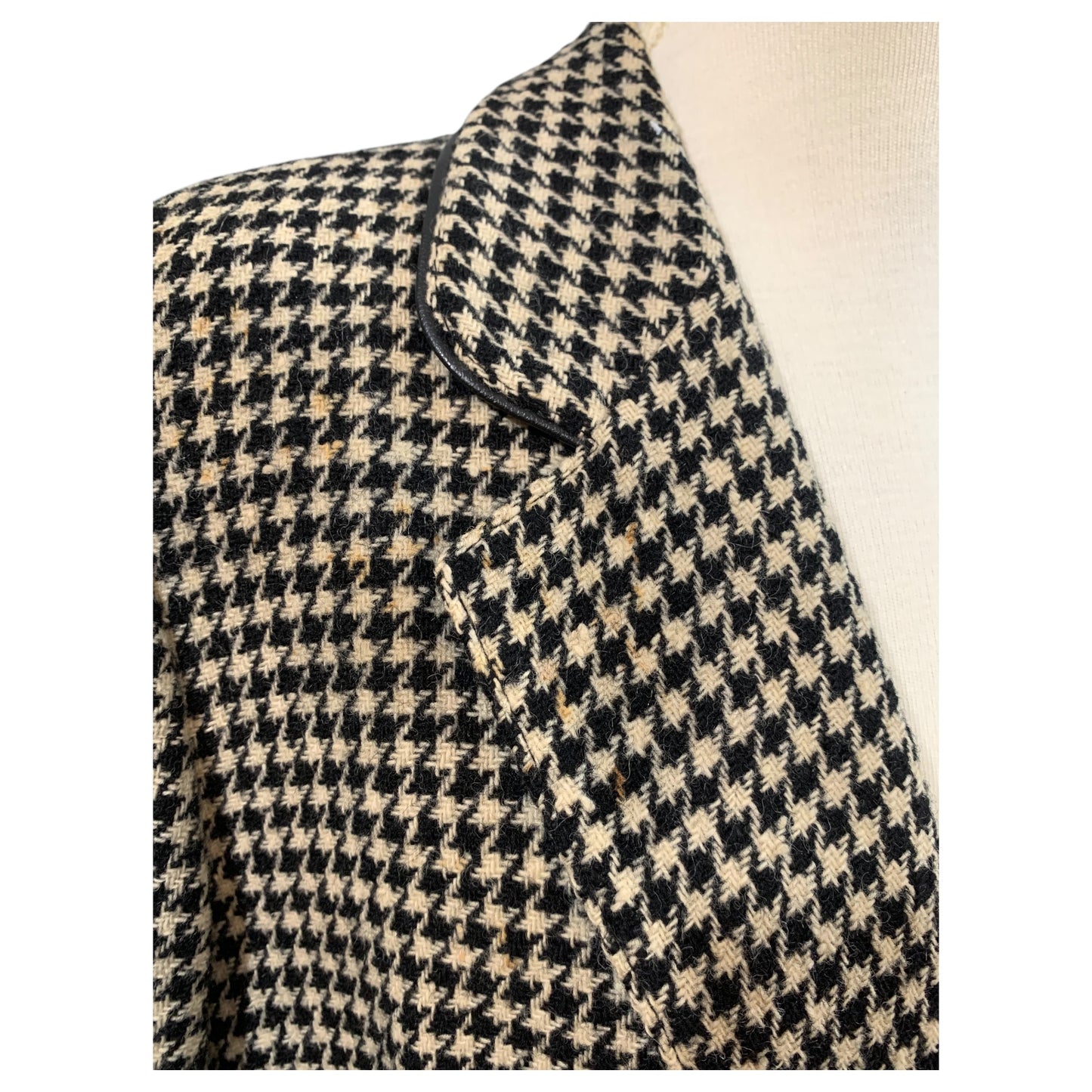 Blazer Vintage Pied-de-Poule Preto e Bege Feito Sob Medida Anos 80