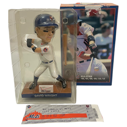 Figurine Bobblehead des Mets de David Wright 2013 avec billet de match - Figurine neuve et scellée