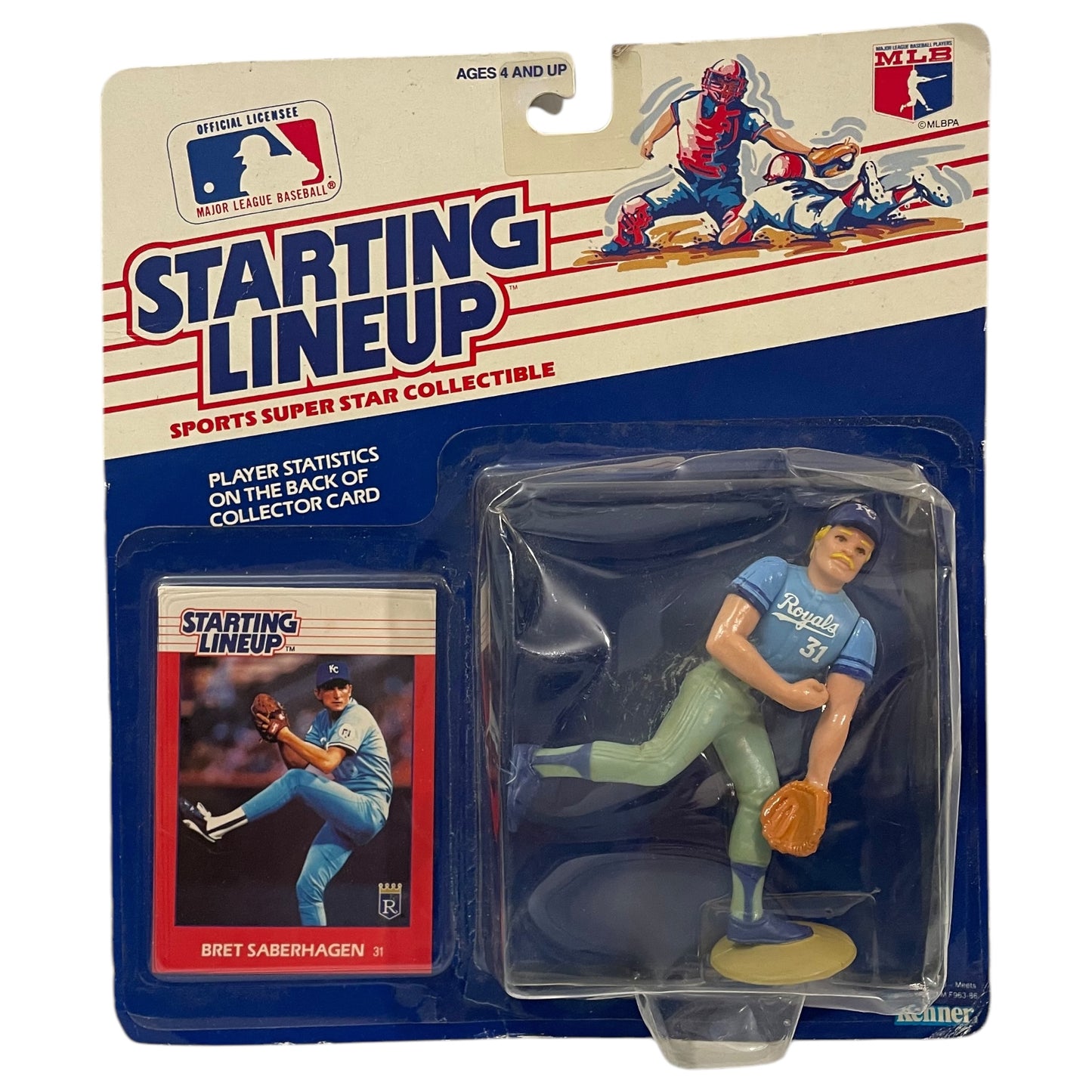 Figurine d'action Bret Saberhagen Kansas City Royals 1988 Starting Lineup - Scellée dans son emballage d'origine, rare