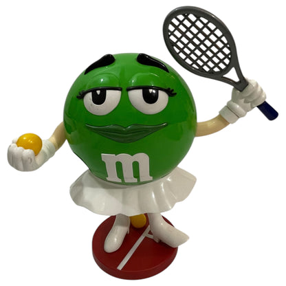 Distributeur de bonbons M&amp;M's verts en forme de joueur de tennis | Édition spéciale | Utilisé | Pas de boîte