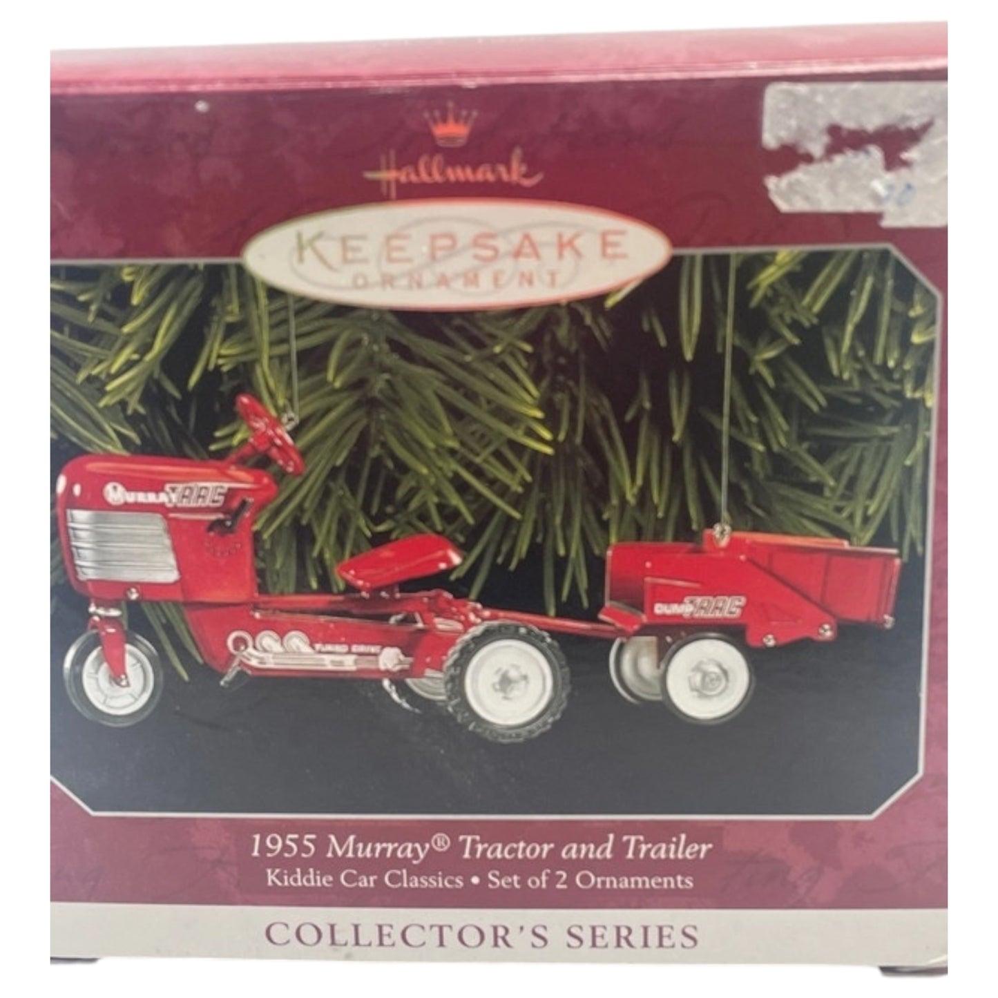 Ornamento de Natal Vintage 1998 - Hallmark Kiddie Car Classics 1955 Murray Trator e Reboque - Madame Surtô Vintage Shop