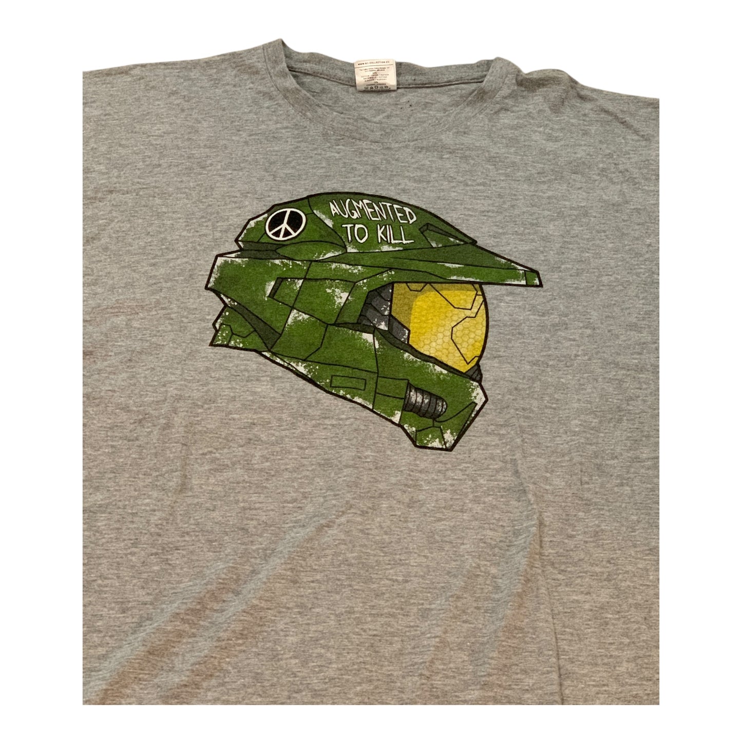 Camiseta Halo Cinza Augmented to Kill em Capacete do Master Chief - Gamer Nerd Geek T-shirt