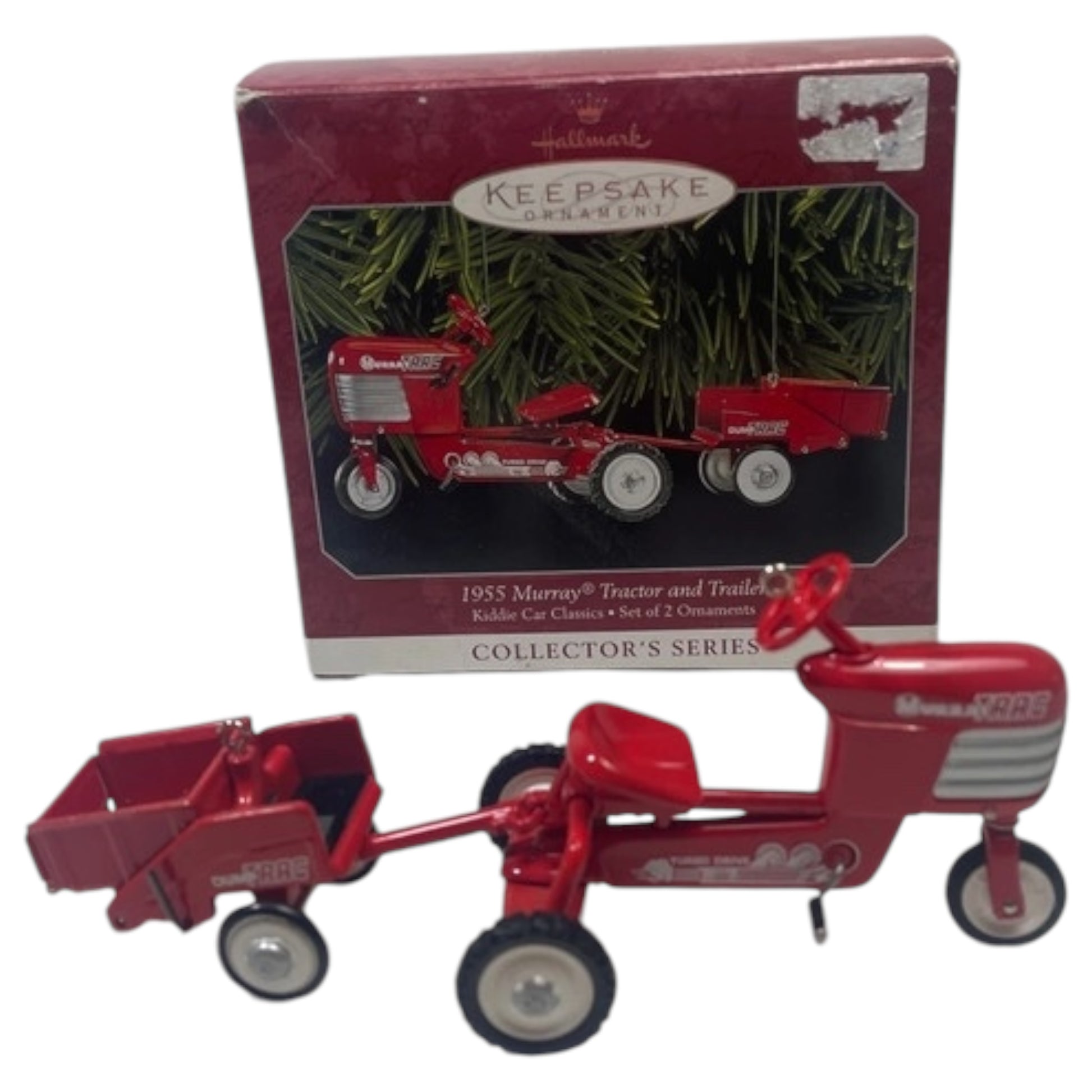 Ornamento de Natal Vintage 1998 - Hallmark Kiddie Car Classics 1955 Murray Trator e Reboque - Madame Surtô Vintage Shop